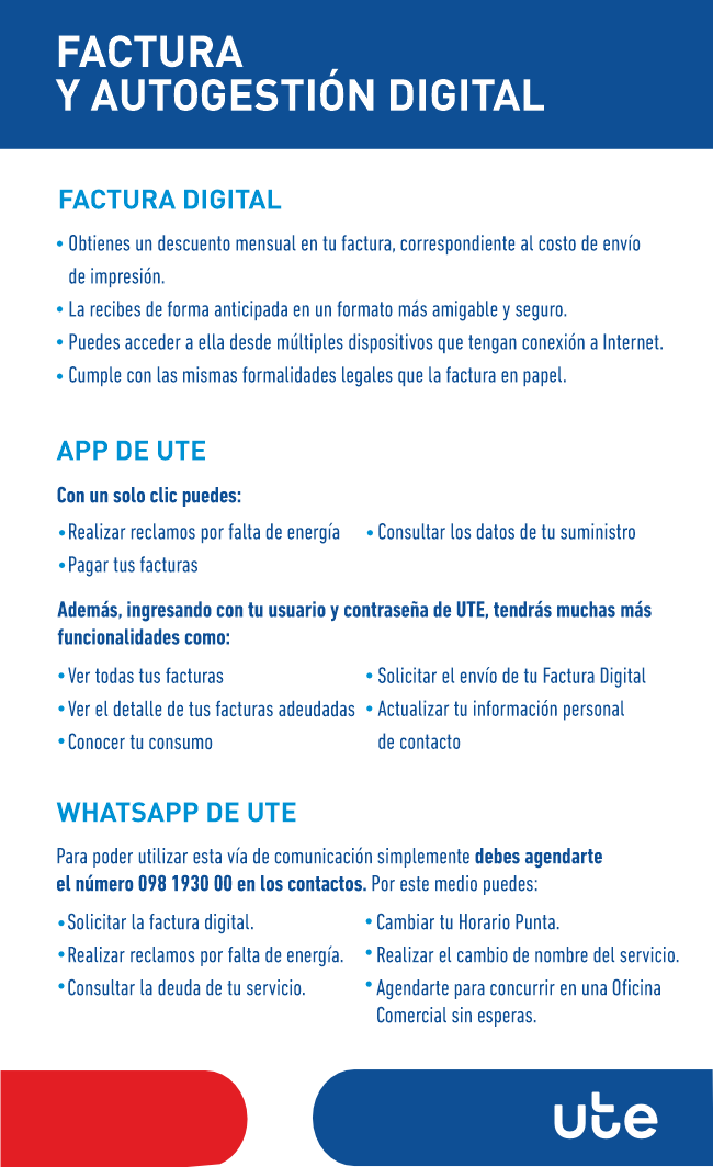 Página 14 Factura y Autogestión Digital - Factura Digital - App de UTE - Whatsapp de UTE