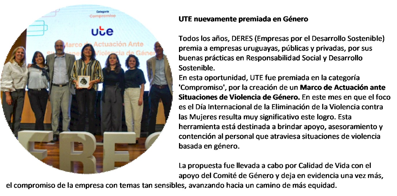 UTE premiado en Género