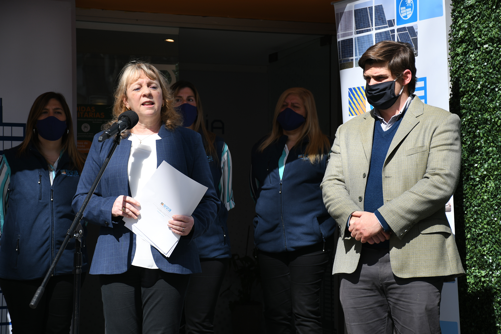 Presidenta de UTE Emaldi y el director Felipe Algorta