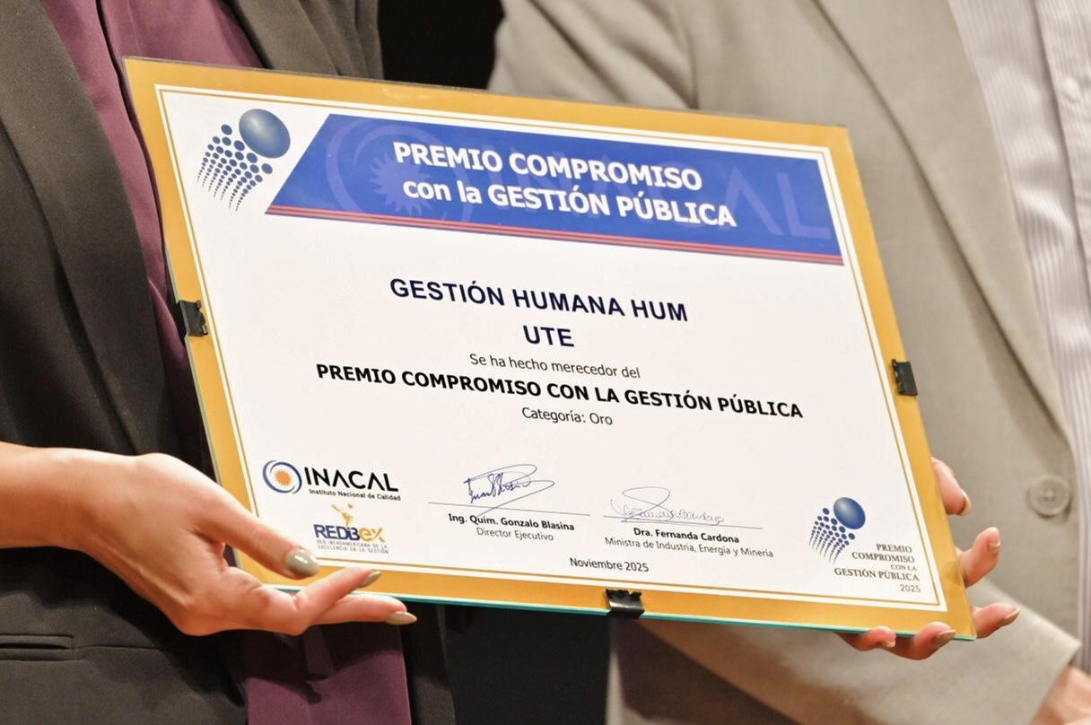 UTE recibió de INACAL el Premio Oro en la categoría Compromiso con la Gestión Pública y una Mención en Equidad de Género